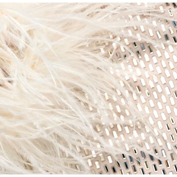 Self-Portrait Champagne Rhinestone Feather Midi Dress US 2 - Picture 5 of 10